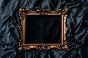 Stylish Rose Gold Frame Against Soft Black Velvet Backdrop