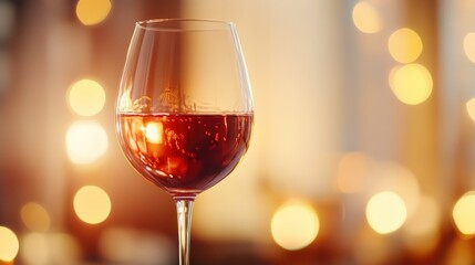 A chic wine glass featuring swirling red liquid and beautiful play of light, highlighting the dynamic movement and elegance associated with fine wine experiences.