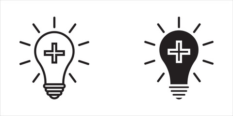 Positive Thinking Light Bulb Icon set. Vector Illustration.