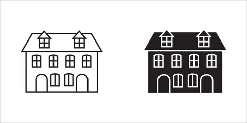 Building icon set isolated on white background.