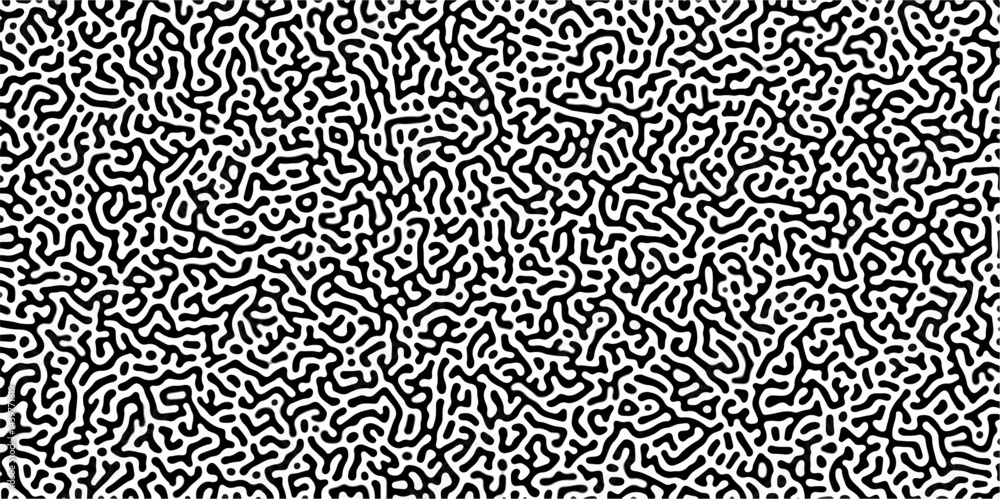 Poster organic seamless patterns with rounded lines diffusion reaction background. monochrome background of