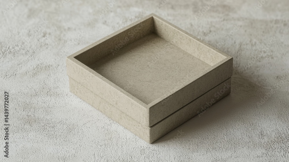 Poster minimalist square box displayed on a textured surface in a neutral color palette accentuating simpli