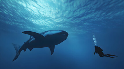 Obraz premium Majestic Whale Shark Encounter: An Underwater Adventure