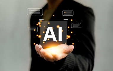 AI generates, business communication, development of chatbot digital technology. concept of command...
