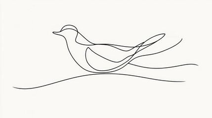 Single line drawing of a bird in flight