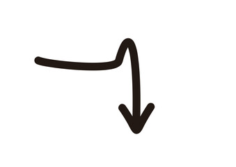 太ペンで手描きしたような矢印　急降下