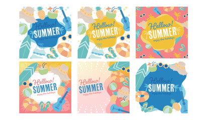 ビーチアイテムのスクエアバナーセット
