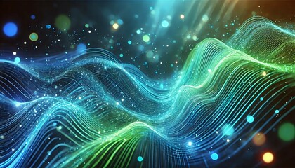 High-Speed Neon Wave Lines with Bokeh Effect - Generative AI