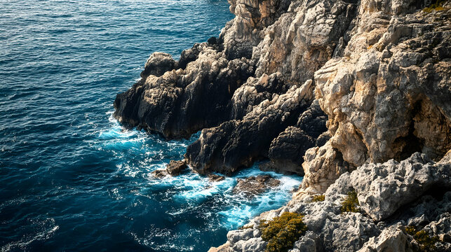 Majestic Coastal Cliffs and Ocean Waves - Powered by Adobe