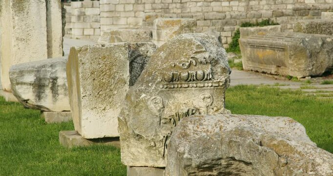Roman ruins in front of The Church of St. Donatus in Zadar, Croatia