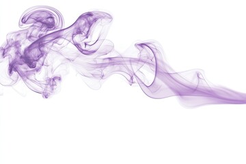 Lavender-hued smoke curls elegantly against a white backdrop