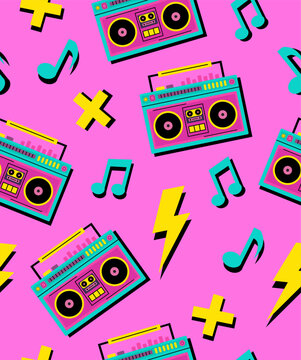 Radio pattern on a light pink background.