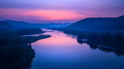 Fototapeta premium Majestic River at Sunset: Breathtaking Landscape Photography