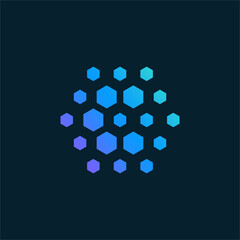 Modern Abstract Hexagon Logo with Blue Gradient Honeycomb Pattern