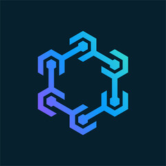 Modern Abstract Hexagon Logo with Interconnected Blue Gradient Elements