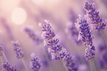 Fototapeta premium Delicate lavender blossoms in soft, pastel light.