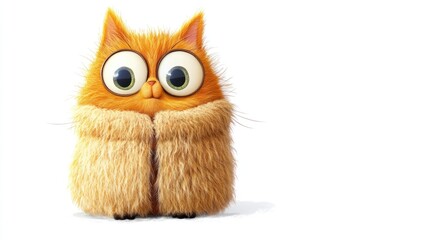 Obraz premium Cute cartoon orange cat wearing a fluffy coat