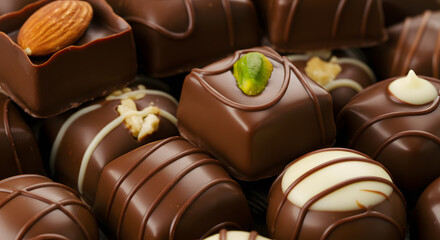 Obraz premium Super Closeup Belgian Pralines Intricate Details Glossy Textures