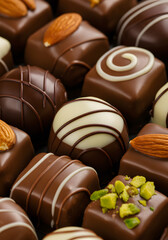 Obraz premium Super Closeup Belgian Pralines Intricate Details Glossy Textures