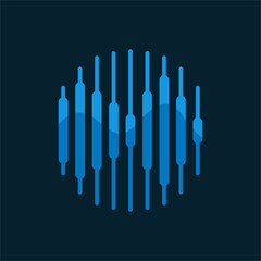 Modern Abstract Data Bar Logo in a Blue Oval Shape