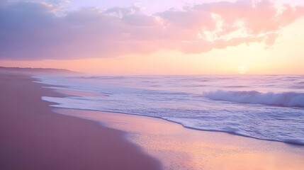 Obraz premium Pink Sunset on the Beach: Serene Coastal Landscape