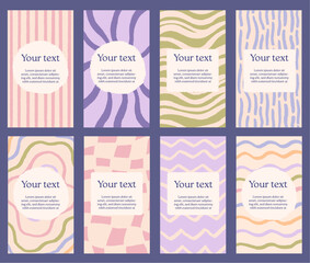 vector set of background with pastel color and paintbrush line art - template for social media