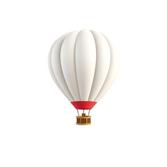 Fototapeta premium White hot air balloon with red accents and a wooden basket