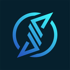 Creative Abstract S Monogram Logo with Directional Elements and Blue Orb