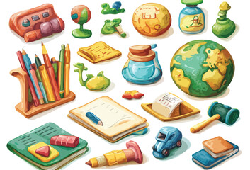 set of antique objects