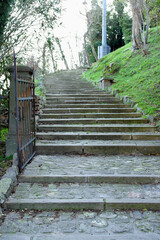 View of a staircase leading up a hill