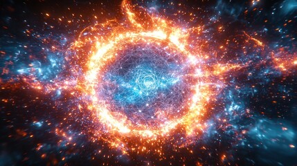 Fiery Celestial Orb: A Symphony of Energy and Light