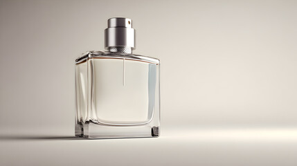 Illustration of a bottle of perfume, with a solid white background, minimalist style.

