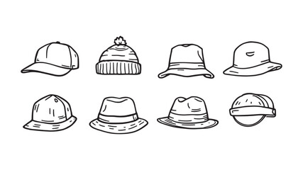 Cap line art illustration in black and white abstract style