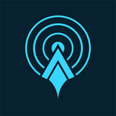 Innovative Connectivity Logo Design: Abstract A with Wireless Signal Waves