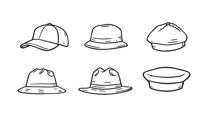 Cap line art illustration of modern minimalistic street fashion design