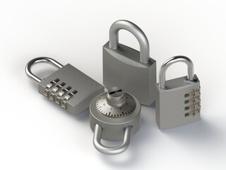Combination locks isolated on white background