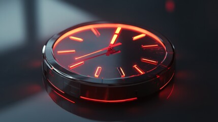 Modern glowing red clock