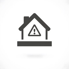 House With Warning Symbol Indicating Potential Hazards or Concerns