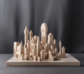 Skyline orientale en cubes de bois