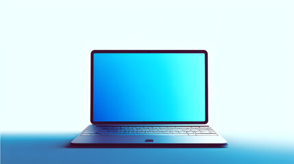 Illustration of a laptop with a glowing screen, against a solid white background, minimalist style.

