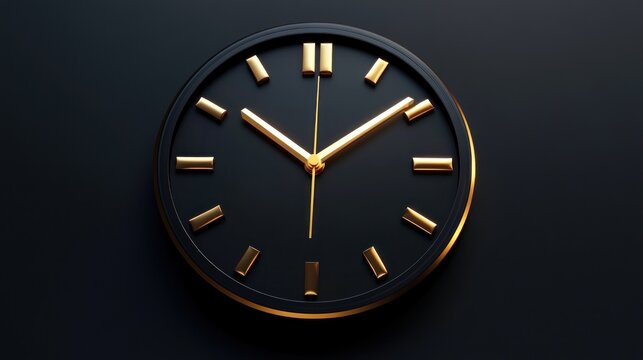 Modern black clock with gold accents