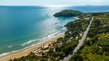Obraz premium Aerial view of the 300 Steps (in Italian: 300 Gradini) Beach located near Gaeta, Lazio, Italy. It is one of the most beautiful beaches in the province of Latina.