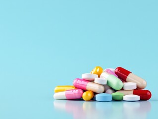 Colorful medicine and pills heap