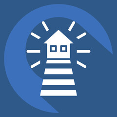 Icon Light House. related to Light symbol. long shadow style. design editable