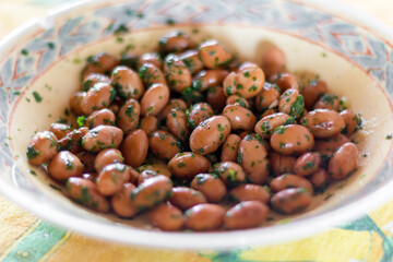 Red beans boiled in a plate