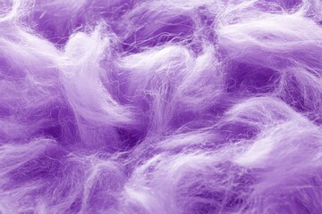 Close-up view of fluffy, vibrant purple fabric texture.