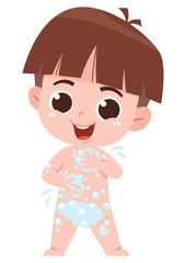 Cartoon Boy Taking a Bath

