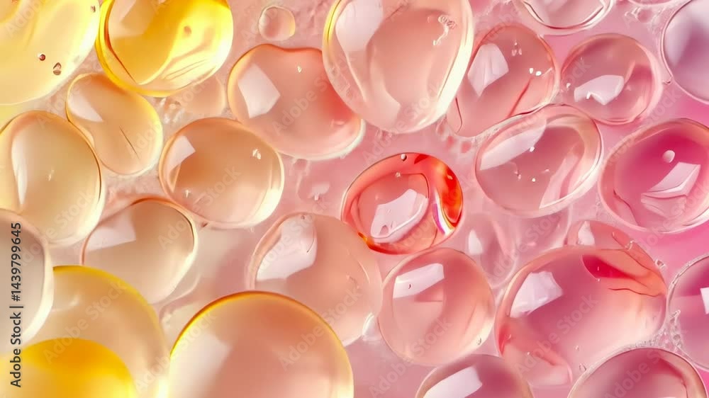 Poster colorful translucent droplets create a mesmerizing abstract composition on a soft background of past