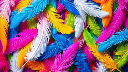 Fototapeta premium Colorful Feathers Background Graphic Design 