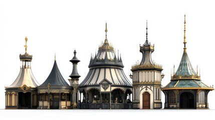 Fototapeta premium Intricate Architectural Designs of Curved Roof Structures in Fantasy